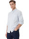 Long Sleeve Shirt in Regular Fit Striped Blue