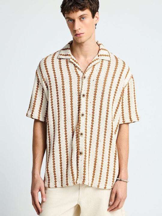Short Sleeve Striped Shirt White
