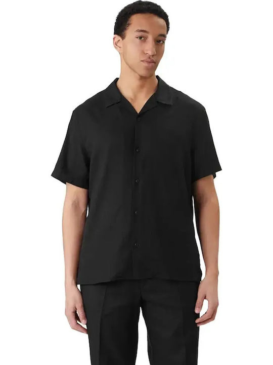 Short Sleeve Linen Shirt Black