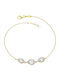 Women's Bracelet Rosette Gold 9K with Zircon 19cm