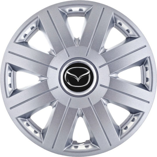 Set of 4 Car Hubcaps 14" Gray with Mazda Brand Logo