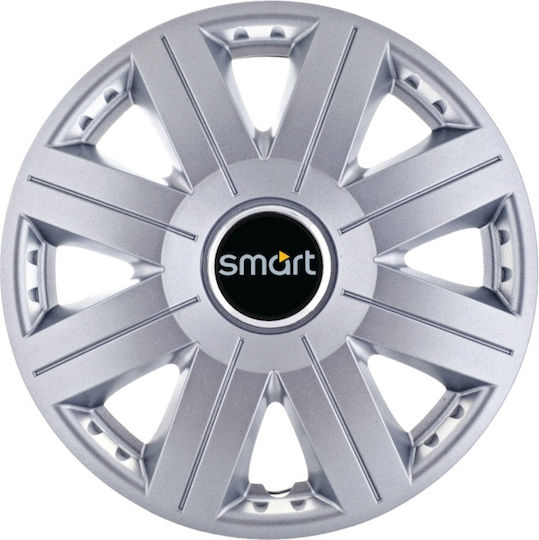 Σετ Τάσια Αυτοκινήτου 14" με Σήμα Smart 4τμχ Γκρι