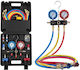 Set Manometru Încărcare Descărcare Freon 3 Căi 55 Bar R134a R404a R1234yf R22 Furtun 1.5 M