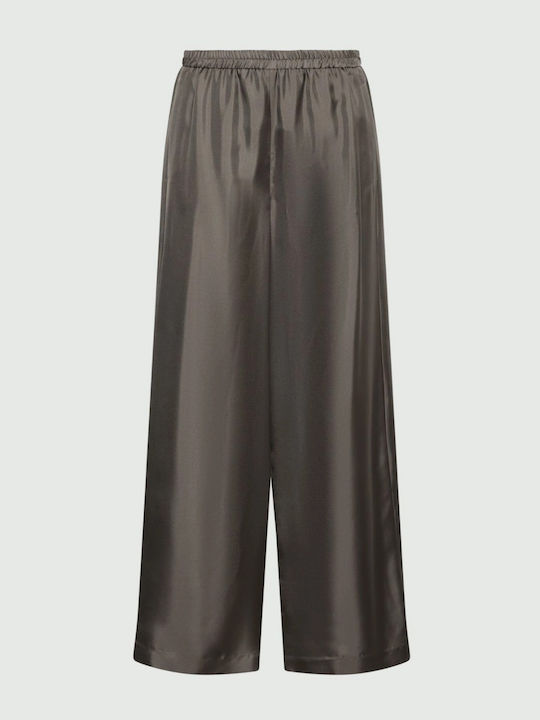 Women's Fabric Trousers in Straight Leg Style Brown