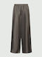 Women's Fabric Trousers in Straight Leg Style Brown