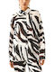 Long Sleeve Women's Shirt Ecru Brown Black
