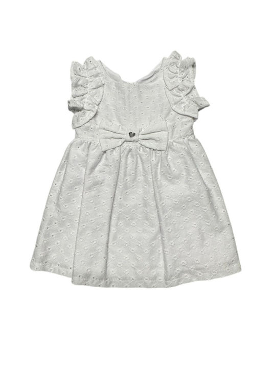 Mädchenkleid Ärmellos Mit Spitze Weiß