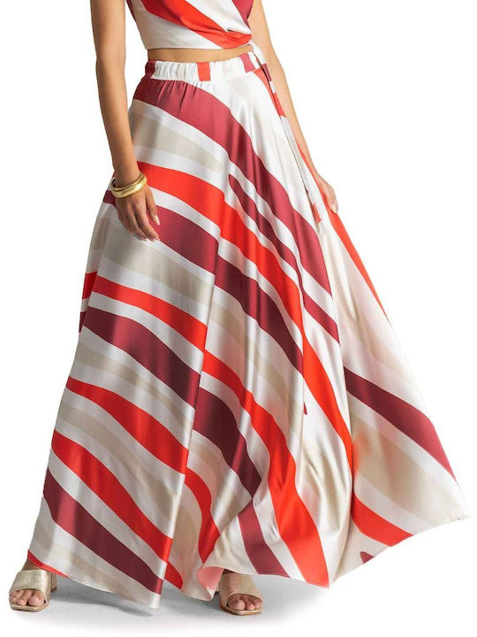 Moutaki Satin Maxi Skirt Red