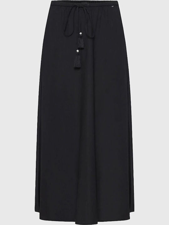High Waist Maxi Envelope Skirt Black