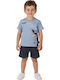 Kinderbekleidungssets mit Sommer Shorts 2Stücke Hellblau