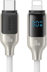 Usams Cablu Împletit USB-C la Lightning 30W Alb 1.2m DM121299 Usams Cablu Împletit USB-C la Lightning 30W Alb 1.2m DM121299