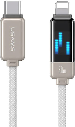Usams Geflochtenes USB-C zu Blitzkabel 30W Weiß 1,2m DM120235