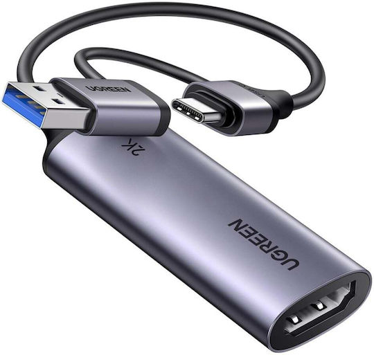 Ugreen Cm629 Конвертор USB-A / USB-C Мъжки в HDMI Женски Сив