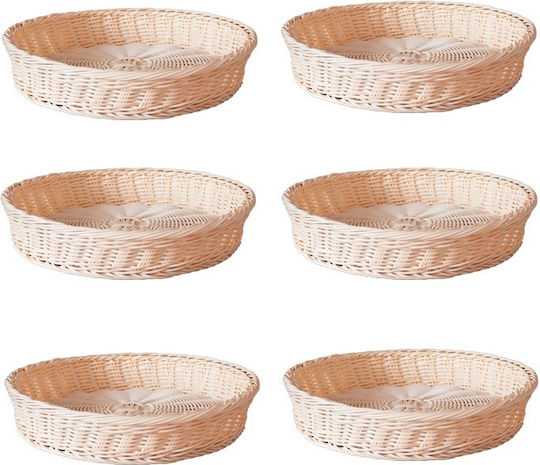 Set 6 Raki Serving Baskets D37xh7.5cm Made Polyrattan Metal Holder
