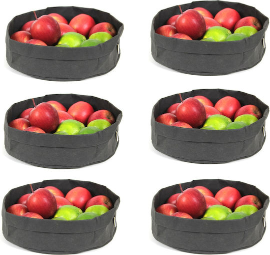 Set 6 Textile Bread Fruit Baskets Raki D26.5 X H12cm Black