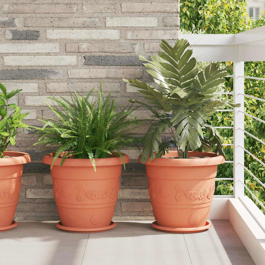 vidaXL Set of 6 Plastic Flower Pots Terracotta 39x32cm