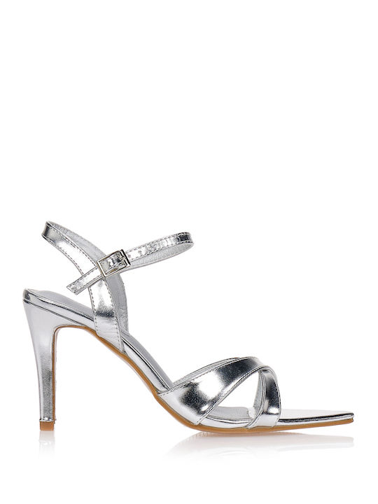 Tsoukalas Damen Sandalen aus Lackleder Silber