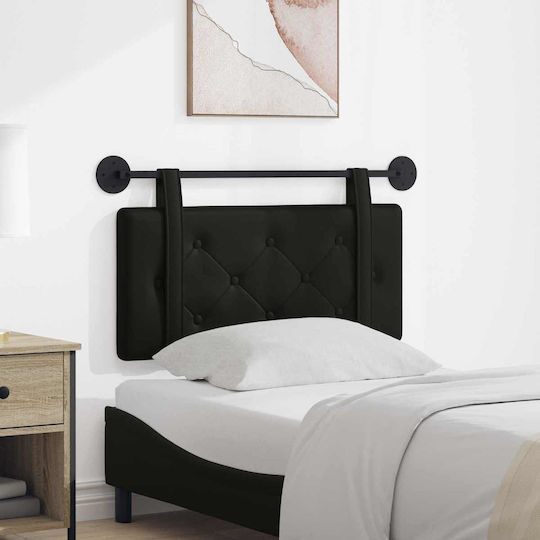 vidaXL Leather Bed Headboard Cushion Black 100x55cm