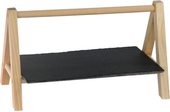 Set Tavă De Servire Din Ardezie 25x14cm Cu Suport Din Lemn 28x14x16cm