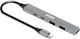 Port Designs USB-Hub 4 Anschlüsse USB 3.0 mit USB-C Verbindung Grau