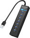 Treqa USB-Hub 7 Anschlüsse USB 3.0 mit Anschluss an einen Computer USB-A