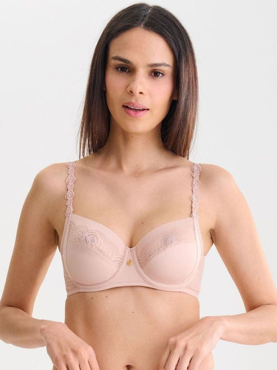 Pink Bra Without Padding With Underwire