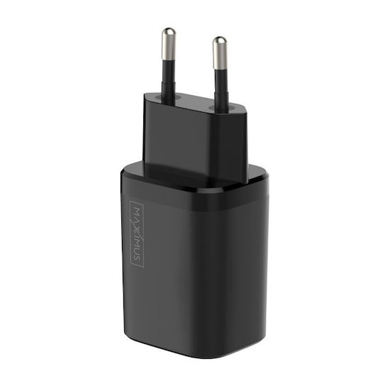 Maxximus Зарядно Устройство Без Кабел с USB-A и USB-C Порт 30W Power Delivery / Quick Charge 4.0 Черно (MX Carbon)