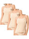 Cotton Women's Tank Tops Beige with Spaghetti Strap 3Pack