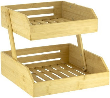 Culinaro Stand De Prezentare Din Bambus Cu 2 Nivele Pentru Fructe Și Legume 27x27xh23cm