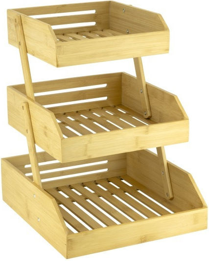 Culinaro Stand Din Bambus Cu 3 Niveluri Pentru Fructe Și Legume 30x33xh40cm