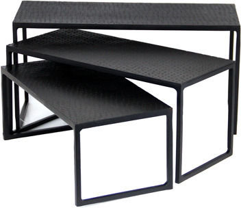 Set 3 Standuri Metalice De Prezentare Pentru Bufet Raki 25x12x10cm 28x12x12cm 30x12x15cm Negre