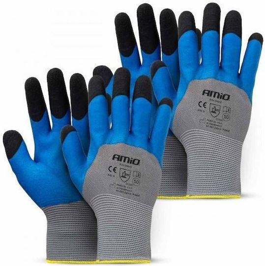 AMiO AMiO Work Driver Gloves Gray Polyester Latex Leather 4 Pieces