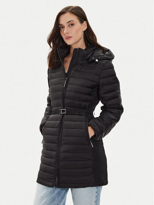 Μακρύ Γυναικείο Puffer Μπουφάν για Χειμώνα Black