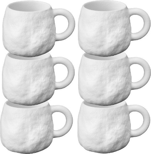 Raki North Set Coffee Cups Made of White Porcelain 350ml 6 Pieces