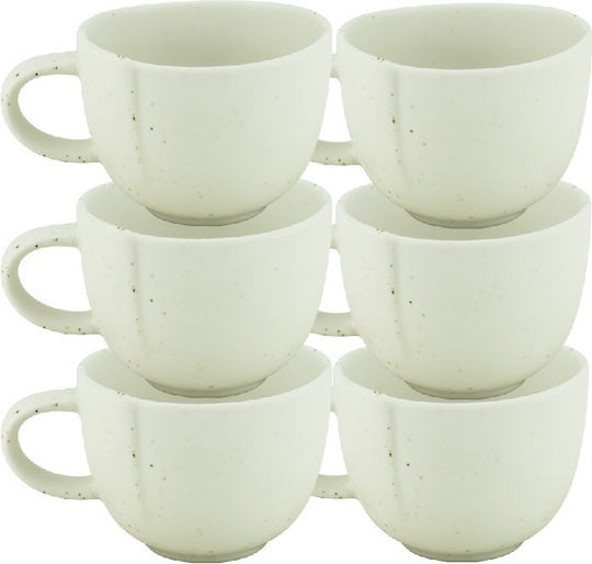 Raki Hazel Set Coffee Cups Made Of White Porcelain 350ml 6 Pieces