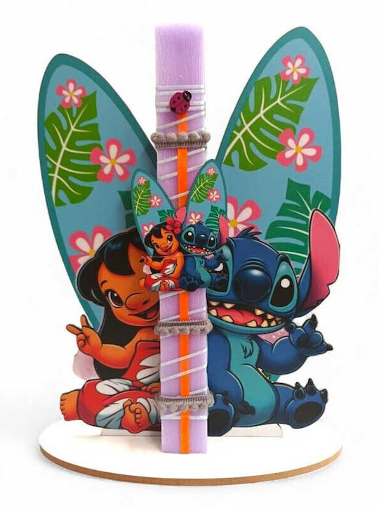 Candle 34cm Handmade Scented Wooden Decorative Disney Stitch Base 33cm Purple