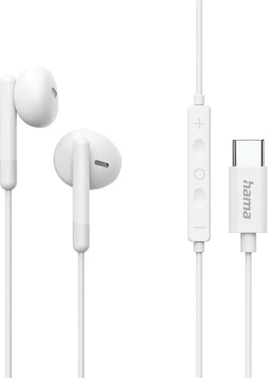 HAMA 01387578 In Ear Handsfree Слушалки с USB-C Щекер Бели