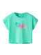 Kids Crop Top Short-Sleeved Turquoise