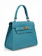 Leather Women's Tote Handbag Turquoise