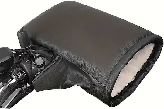 Waterproof Motorcycle Hand Covers Protection Handguards PU Leather Black Pair 2 Pieces