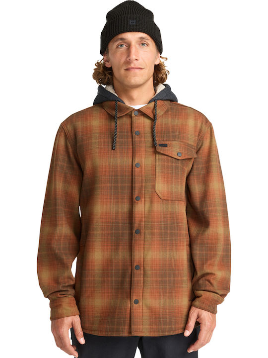 Furnace Bonded Long Sleeve Flannel Overshirt Dark Cedar