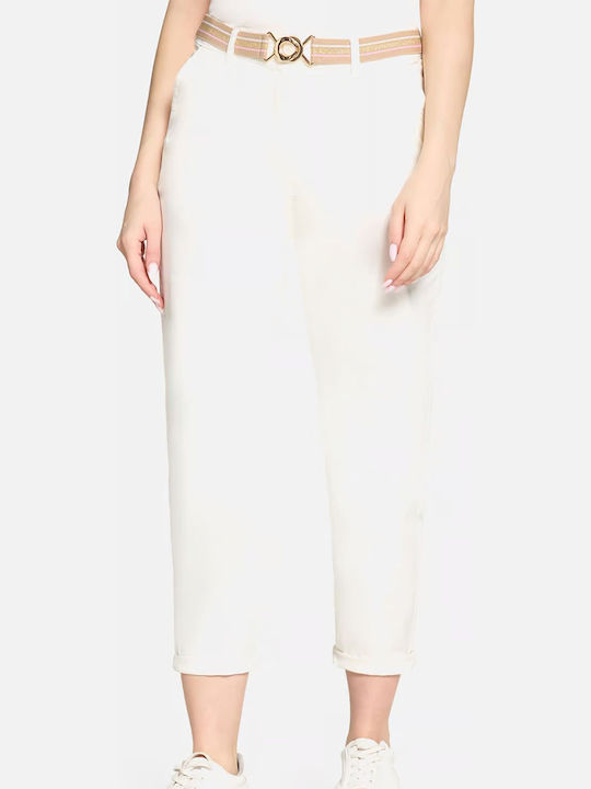 Betty Barclay Damenhose Hochbund Stoff Slim Fit Offweiß