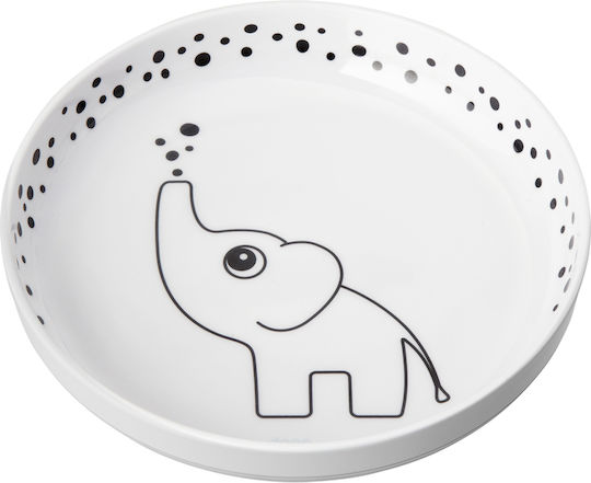 Done by Deer Children's Food Plate Elphee Made of Gray Melamine