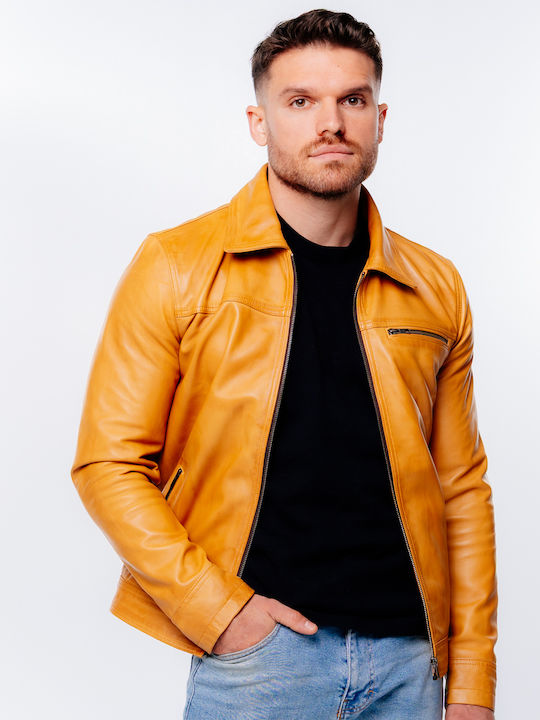 Chic & Clicks Δερμάτινο Μπουφάν Cognac Caramel