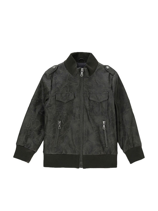 Kids Leather Coat Antracite Vintage DBP2491B2-Antracite Vintage