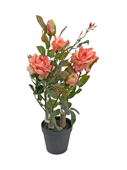 Plastic Potted Orange Rose 50cm 37021-50 Code 16378
