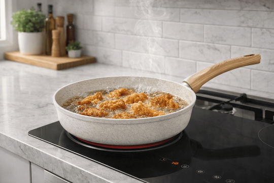 SteweHome Non-Stick Granite Kitchen Pan Cream Color 24cm
