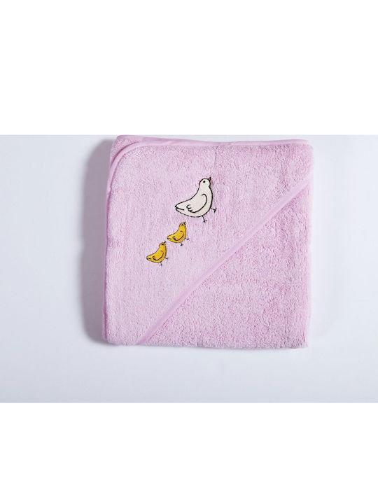 Nef-Nef Homeware Baby-Badetuch mit Kapuzen Sweet Flieder 75x75cm