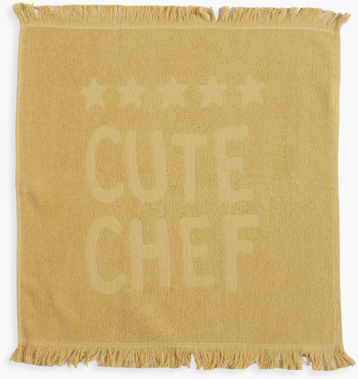 Nef-Nef Homeware Cute Chef Tea Towel Made of 100% Cotton in Yellow Colour 50x50cm