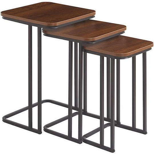 Rectangular Zigon Set Fl3603 Wooden Brown 3 Pieces M30xW30xH50cm